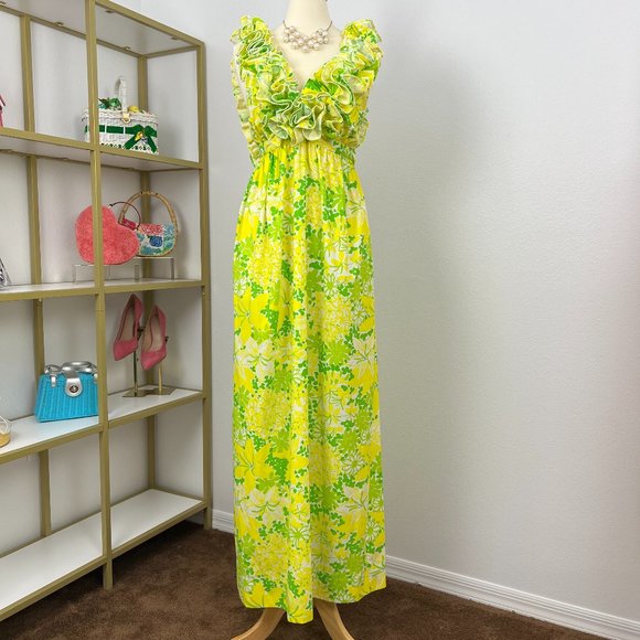Lilly Pulitzer Dresses & Skirts - Adorable 1960s Lilly Pulitzer " The Lilly " Ruffled Maxi Dress Vintage Size 12